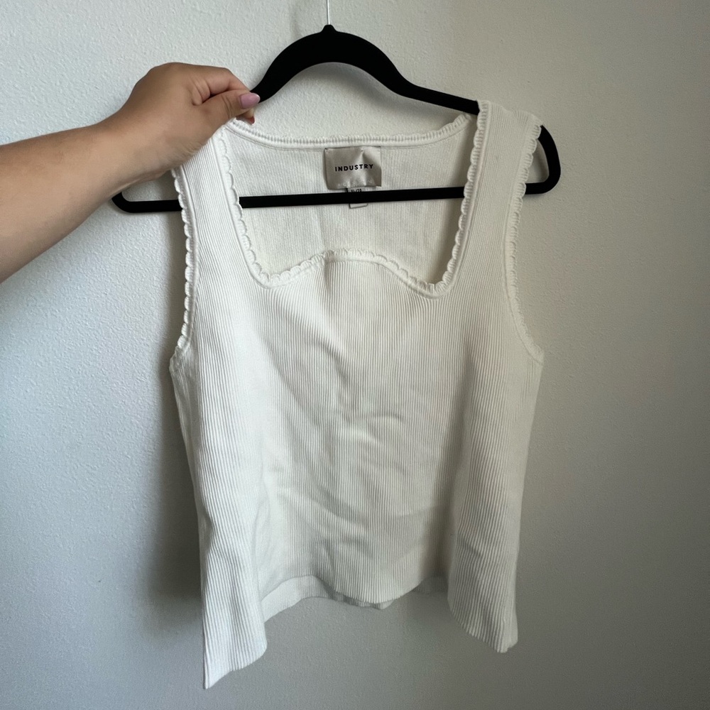 Classic White Ribbed Tank Top by Industry
